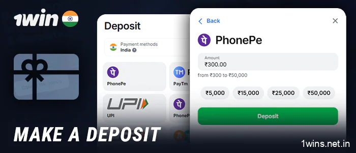 Complete the 1Win account replenishment process